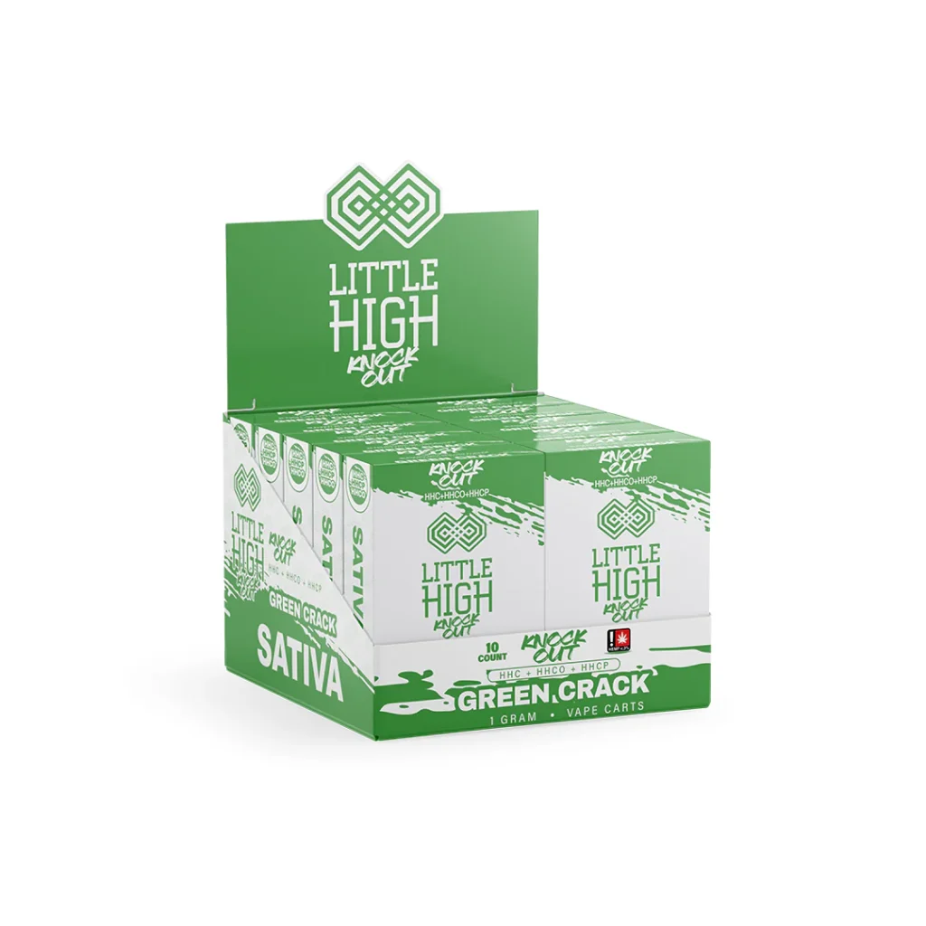 2 Little High TKO Carts – Green Crack | HHC + HHCO + HHCP | 1g Sativa Vape Cartridge